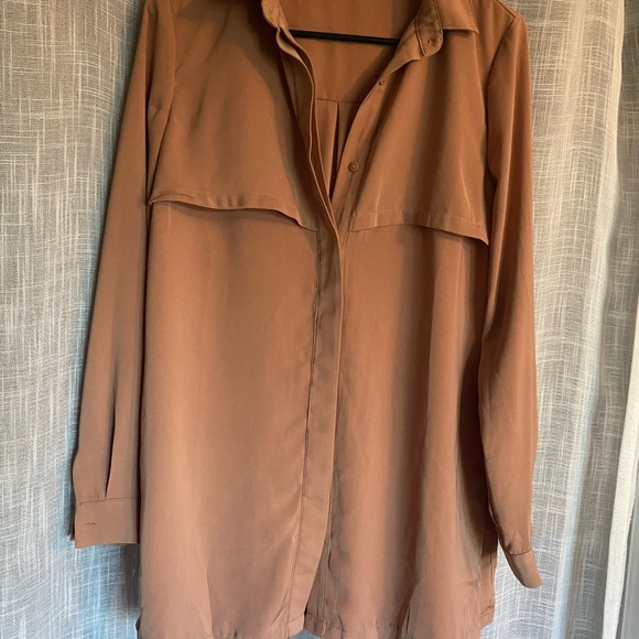 Tan Long Sleeve Button-Up Shirt - Picture 1 of 2